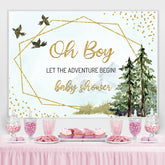 Grün Pflanzen Und Vögel Funkeln Hintergrund Für Baby Dusche